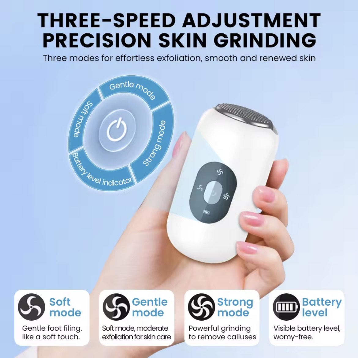 Râpe électrique _ anti-callosités _ Pieds Doux Instantanément | Portable | Rechargeable & Puissant